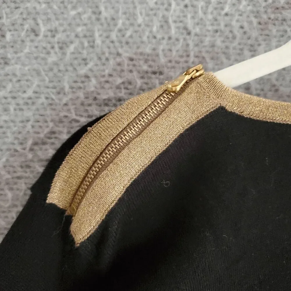 Lauren Ralph Lauren Women's Cotton Long Sleeve Gold Zipper Accents Sweater L - Picture 6 of 7